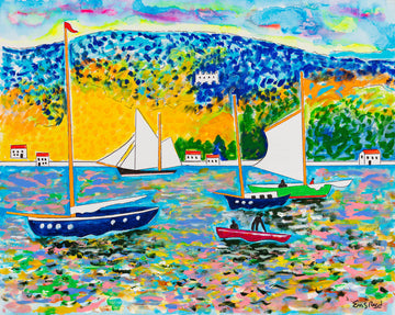 Sailboats Along Serene Lake Annecy, France