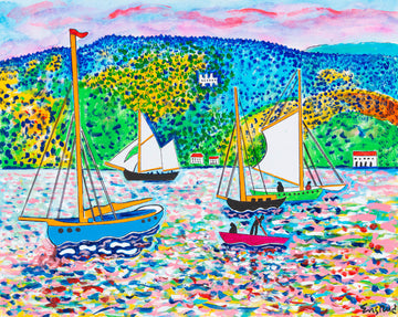 Sailboats Along the Cote D'Azur at Dusk