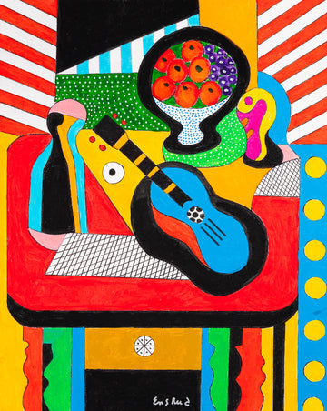 Bold Still Life Ensemble with Guitar